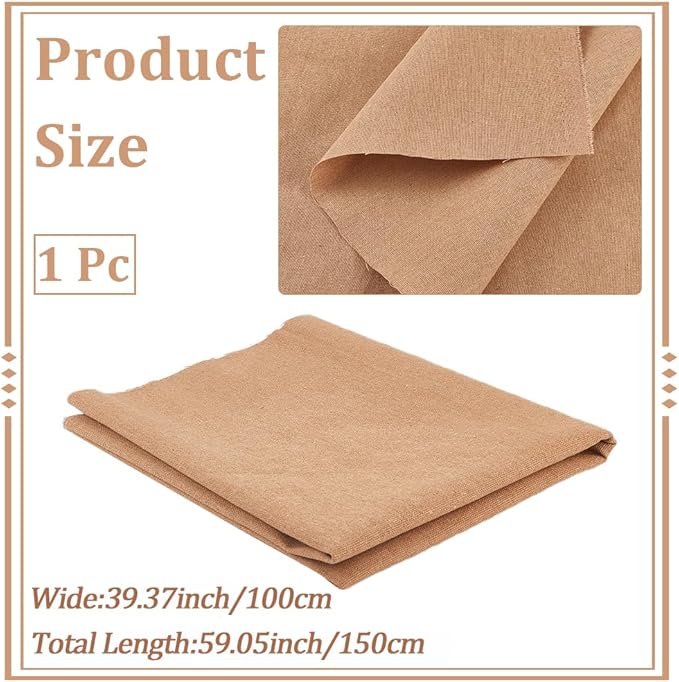 59 Inch Khaki Canvas Upholstery Fabric Linen Liner Fiber by The Yard Blend