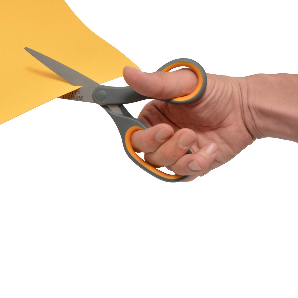 Westcott 8-Inch Titanium Bonded Straight Scissors, Soft Handle, Gray/Yellow, 4-Pack
