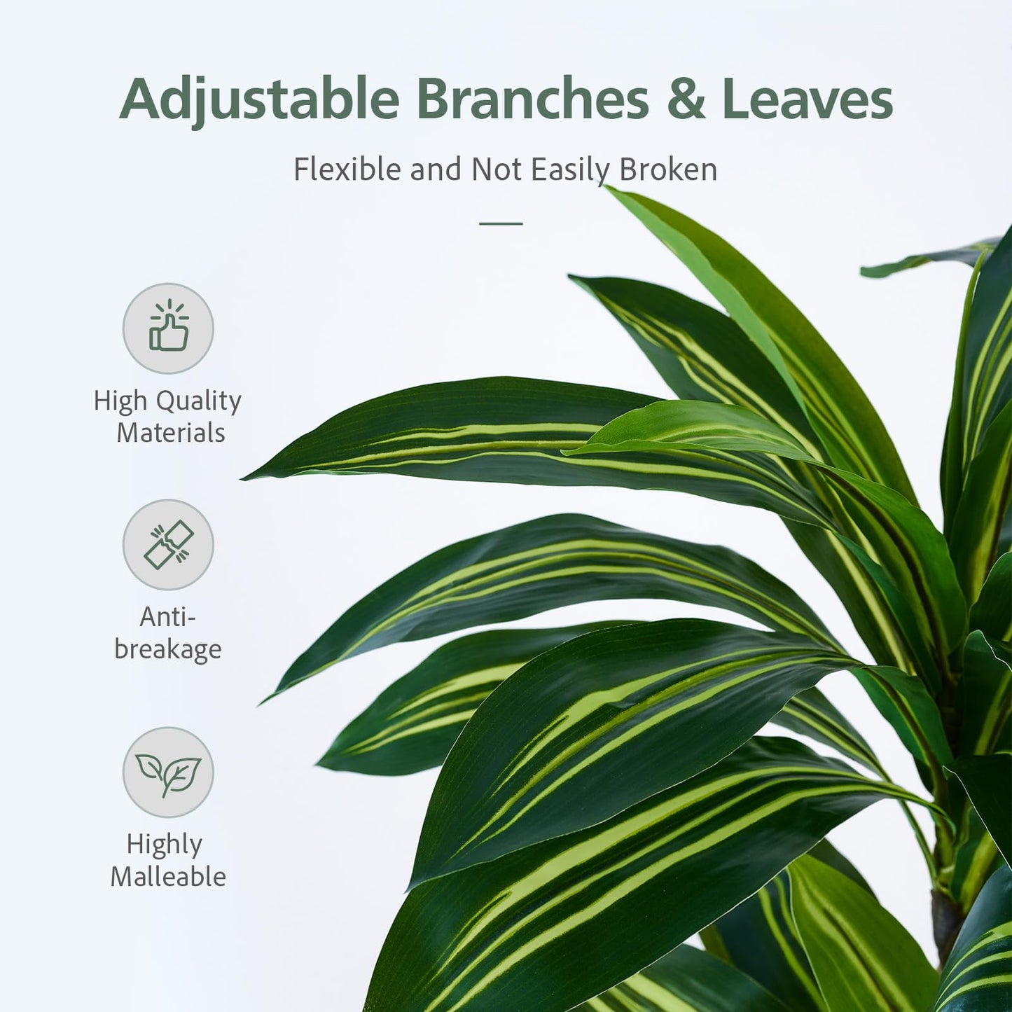SJSCYD Dracaena Artificial Plants Indoor, 5FT Tall Faux Tree with White Tall Planter, Fake Yucca Tree Floor Plant, Artificial Trees for Home Office Living Room Garden Decor Outdoor, Housewarming Gift