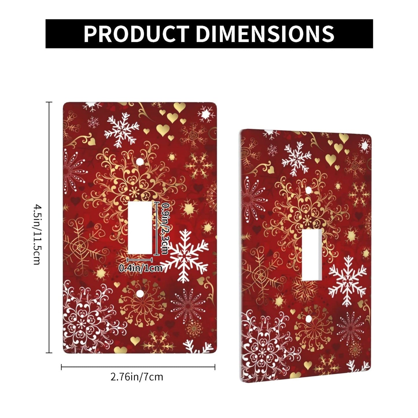 Winter Snowflake Red Sparkle Christmas Pattern Single Gang Toggle Light Cover Decor Wall Plate/Switch Standard Size