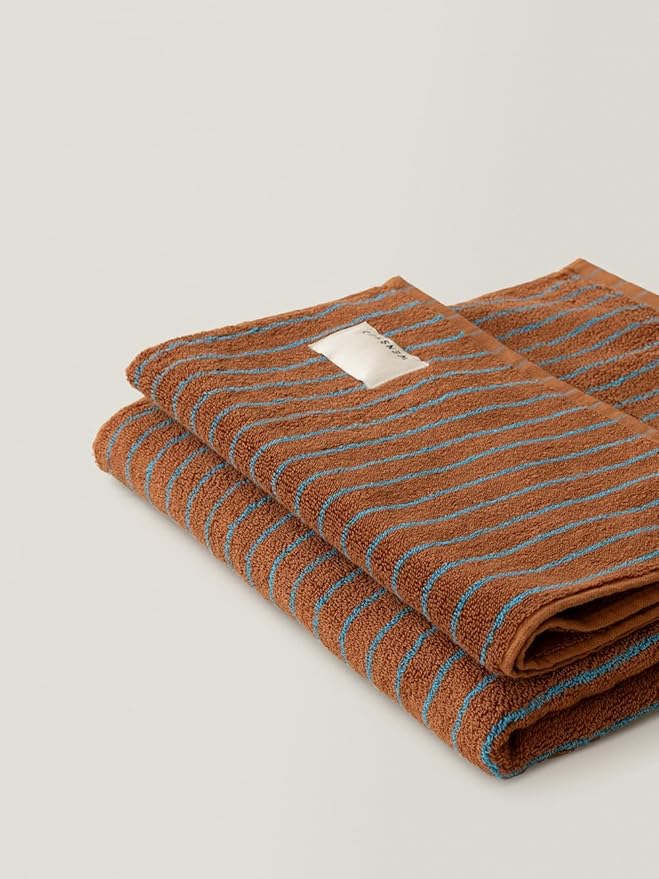 WENSHUO Fluffy Caramel-Striped Pure Cotton Bath Towel, 100% Combed Cotton