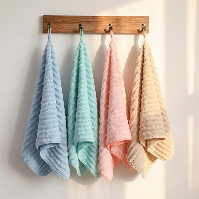4 Pcs Hand Towel for Bathroom 14 x 30 Inch Neutral Microfiber Quick Dry
