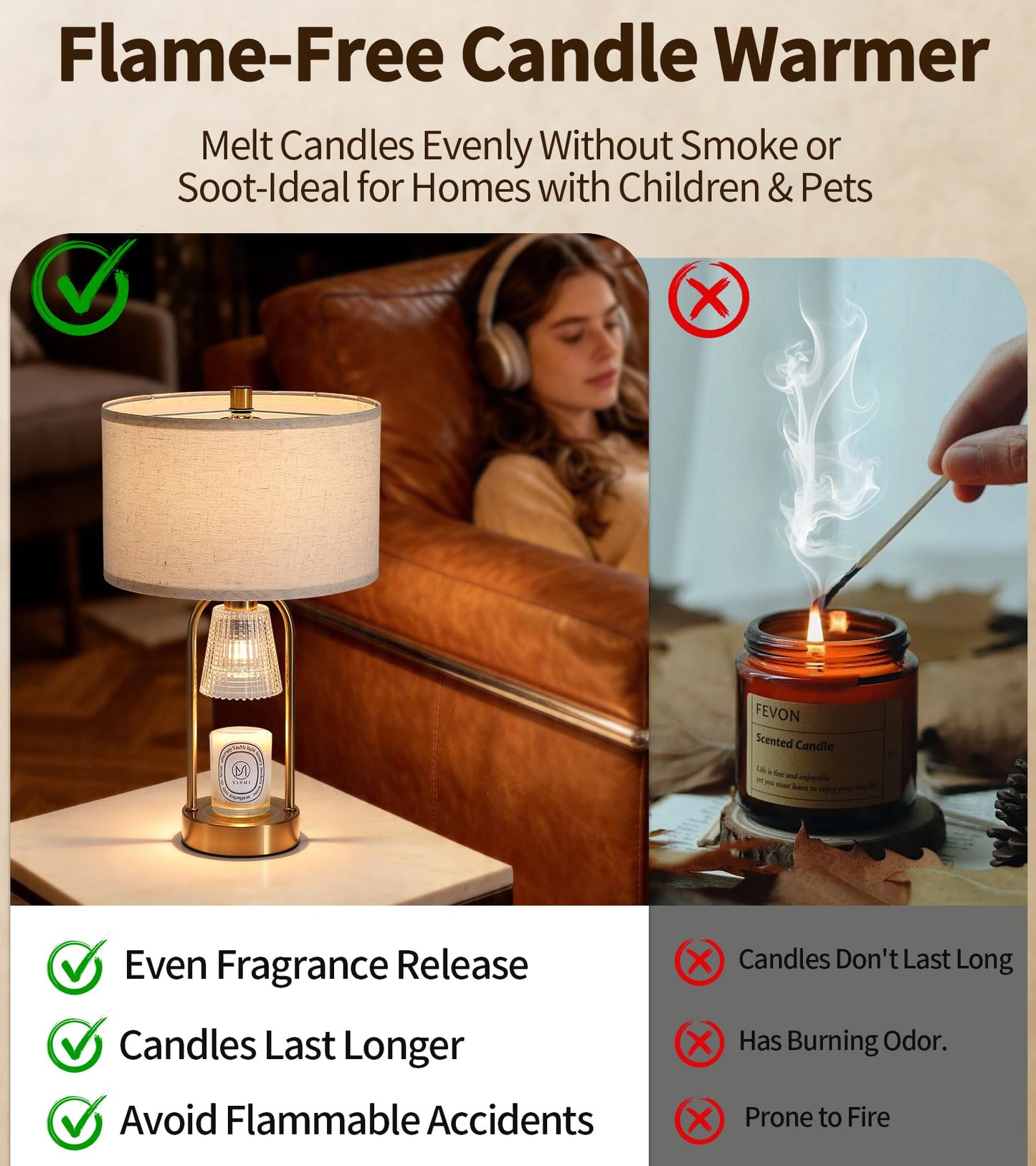 ANANAN 2-in-1 Table Lamp Candle Warmer Lamp with Timer & Dimmer,Large Wax Melt Warmer Modern Bedside Lamp for Bedroom Living Room Home Decor Birthday Gifts for Women D12.5 x H21.2“ Bulbs Included