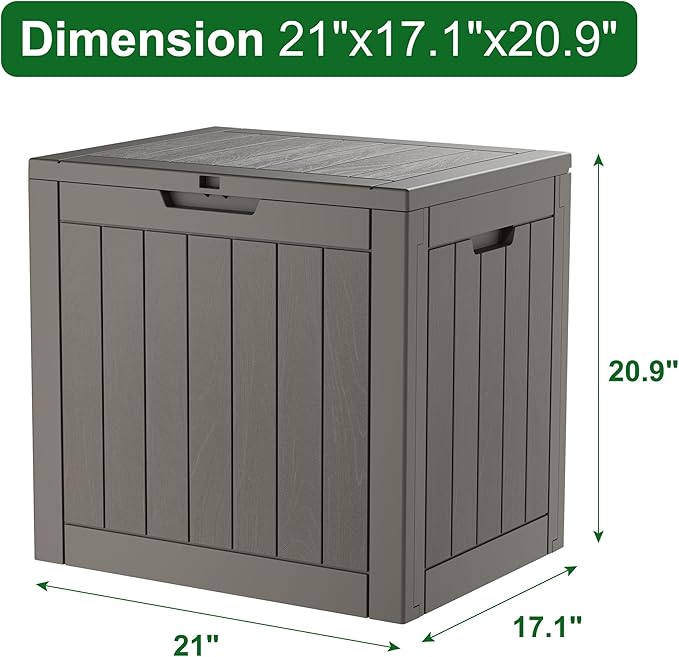 Outdoor Storage Box, Resin Deck Boxes Indoor and outdoor, Waterproof Storage Box Lockable Lid (Grey,31 Gallon)