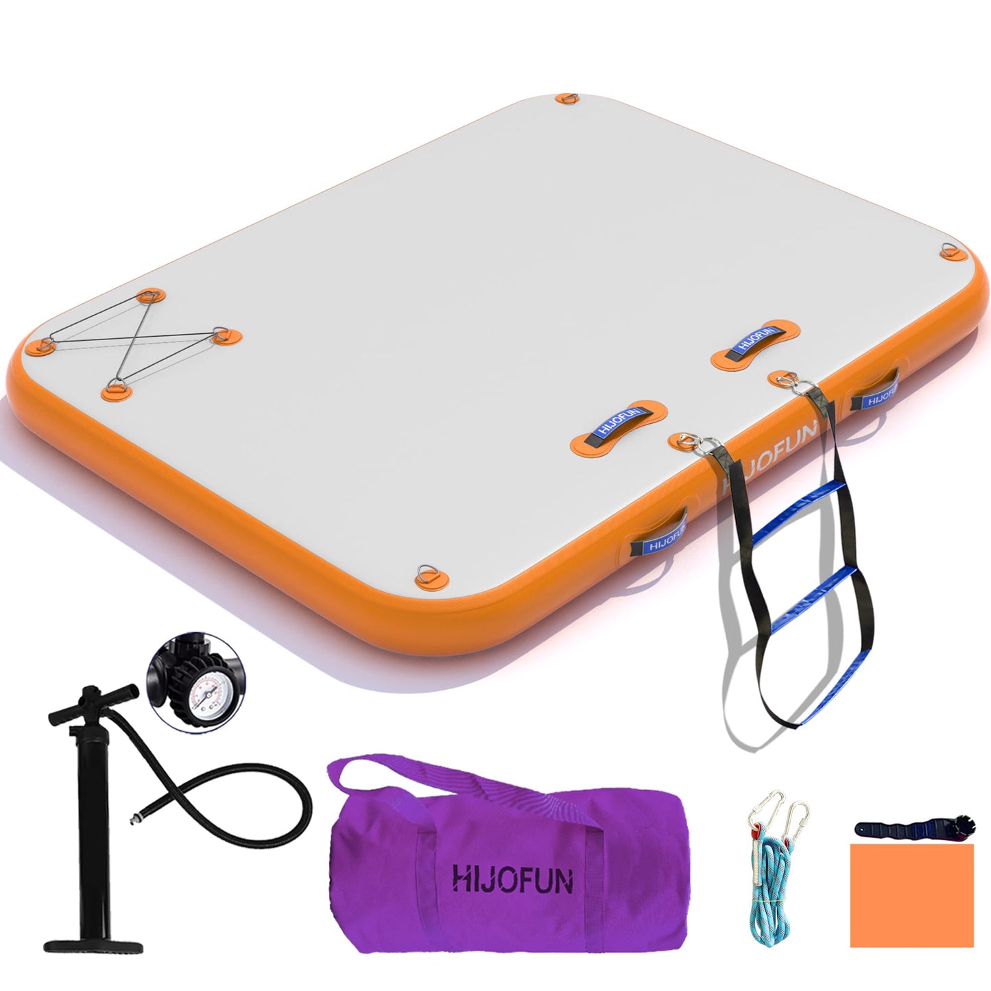 HIJOFUN Inflatable Floating Dock Mat,6 inches Thick 6ft Inflatable Stable Platform Raft with Storage Bag None-Slip Surface Island Raft for Lake Beach Pool