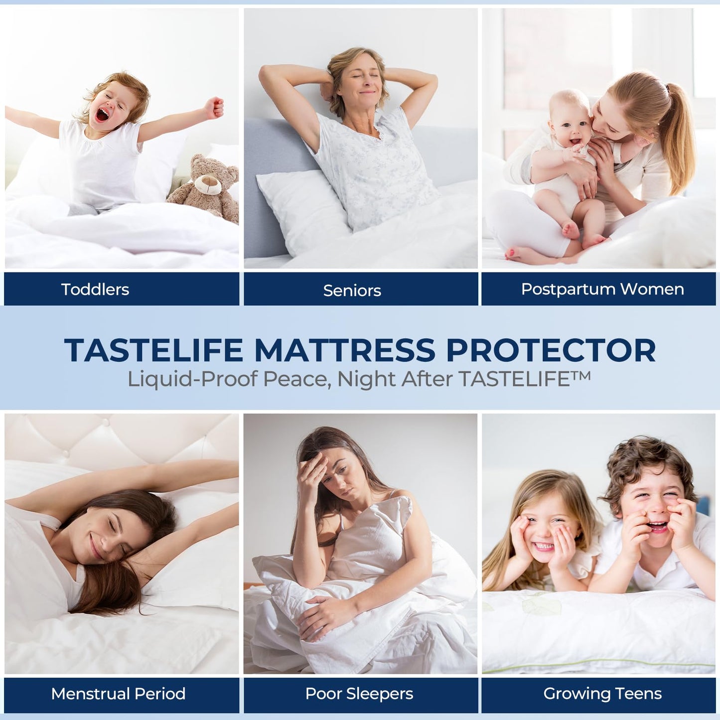 TASTELIFE King Size Waterproof Mattress Protector, 3D Air Fabric Cooling King Bed Mattress Protector, Breathable Fitted Mattress Cover with Deep Pocket, Fits 8 to 21 Inch Mattress