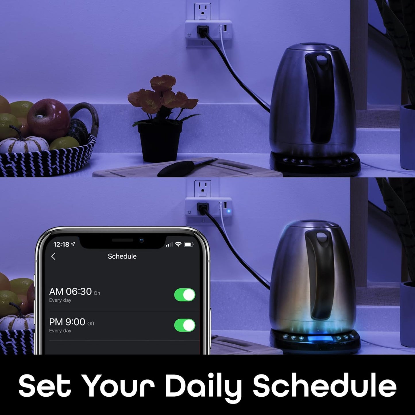 Geeni Switch + Charge Multi Port Smart Wi-Fi Plug with 2 USB Ports, Energy Saving Outlet with App Control, Compatible with Alexa and Google Home