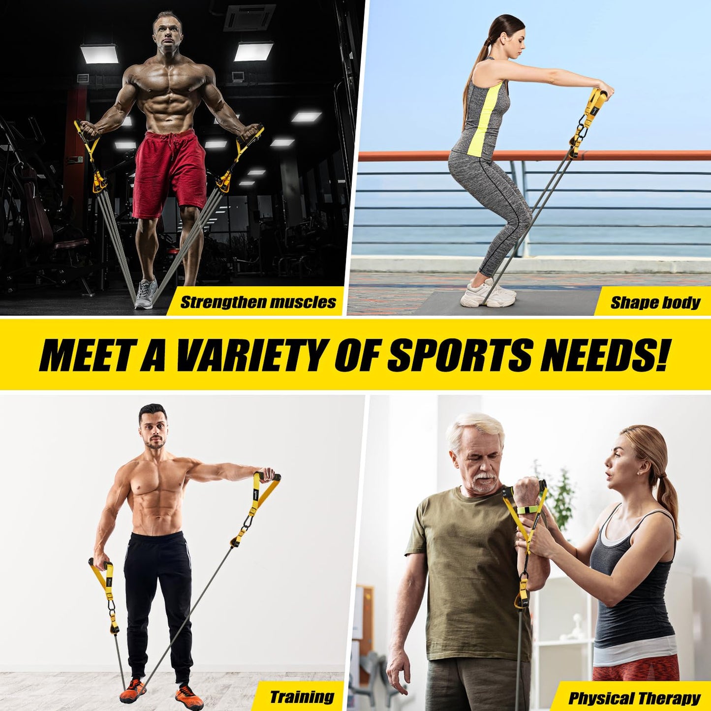 WOQQW Heavy Resistance Bands, 350lbs Resistance Bands Set for Men, Exercise Bands with Handles, Door Anchor, Weights Workout Bands for Muscle and Strength Training - Home Gym Workout Equipment