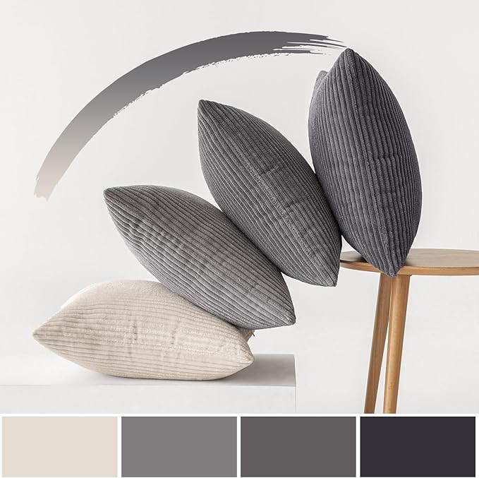 MIULEE Pack of 4 Neutral Grey Gradient Decorative Throw Pillow Covers 20x20