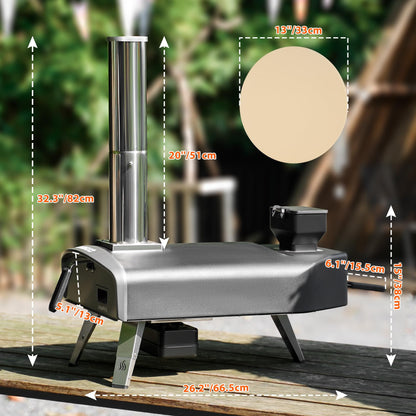 Mimiuo Outdoor Pizza Oven 12" Wood Pellet Pizza Oven with Rotating Round Pizza Stone, Portable Pizza Stove for Outside Backyard Camping Picnics