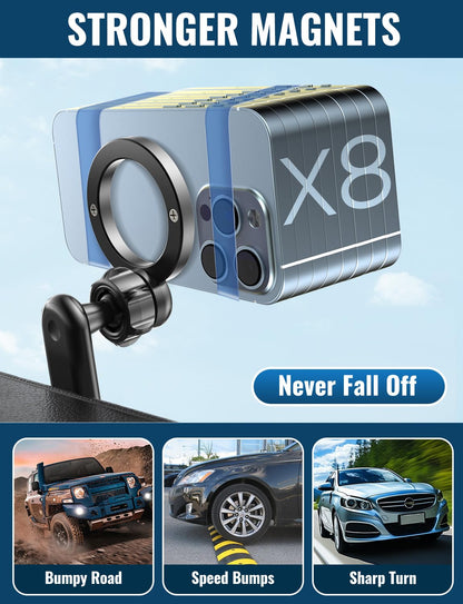 Super Magnets-Magnetic Car Phone Mount, Air Vent Phone Holder Car, Magnetic Car Mount for iPhone 16 15 14 13 13 Pro Max Plus, I-Black