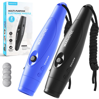 WANJOTEC Electronic Whistle for Teacher Coache, 3 Tones Adjustable 130db Loudest High Volume Handheld Emergency Electric Whistles for Referee, P.E.Outdoor Sports Whistles with Lanyard (Blue+Black)