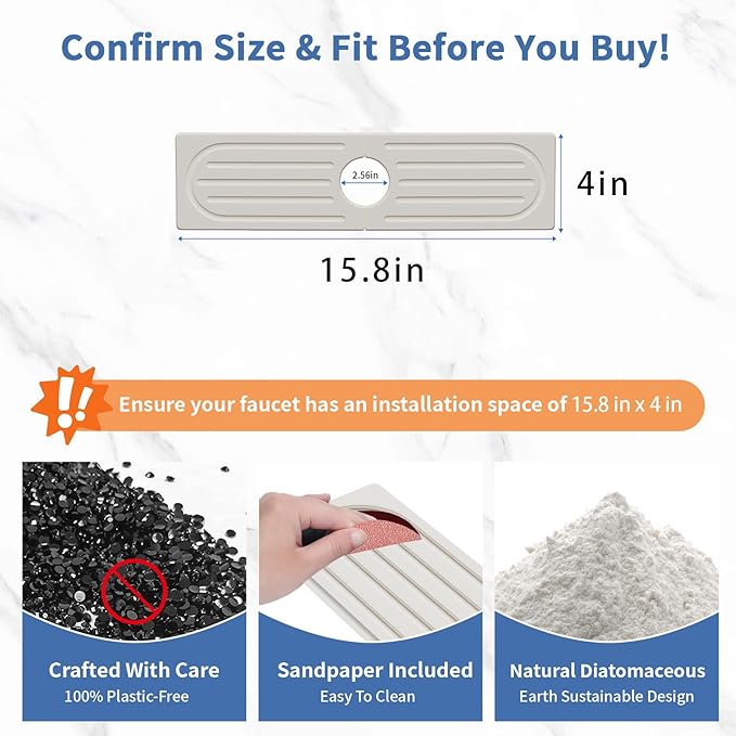 Faucet Mat for Kitchen Sink, Water Absorbent Kitchen Faucet Mat, Durable Sink