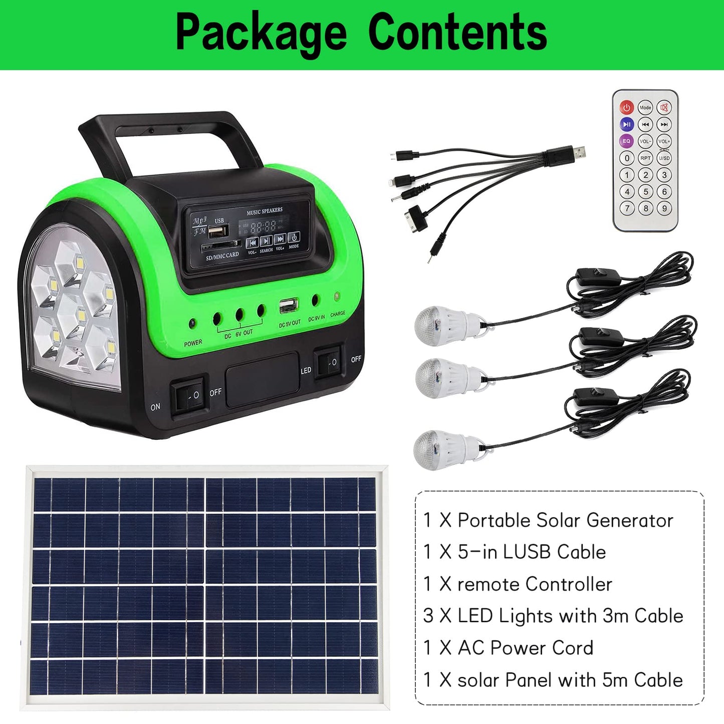 Solar Generator with Panel,Solar Power Generators Portable Power Station with Flashlight,Emergency Power Supply for Home Use Camping Hunting Emergency(Green)