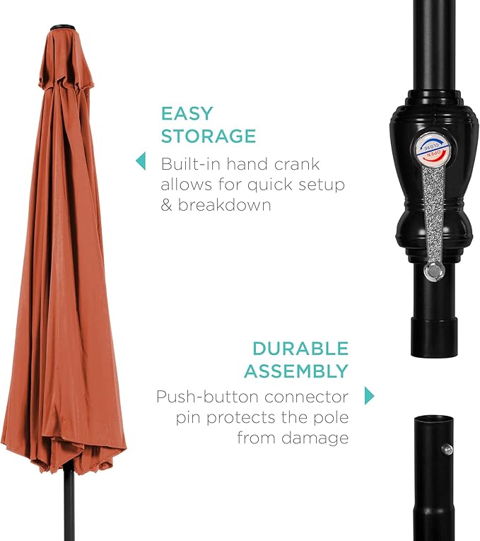 Best Choice Products 10ft Outdoor Table Compatible Steel Polyester Market Patio Umbrella w/Crank and Easy Push Button Tilt