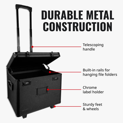 Vaultz Locking Mobile File Chest, Letter/Legal Files, 17.5" X 15.5" X 14.5", Black