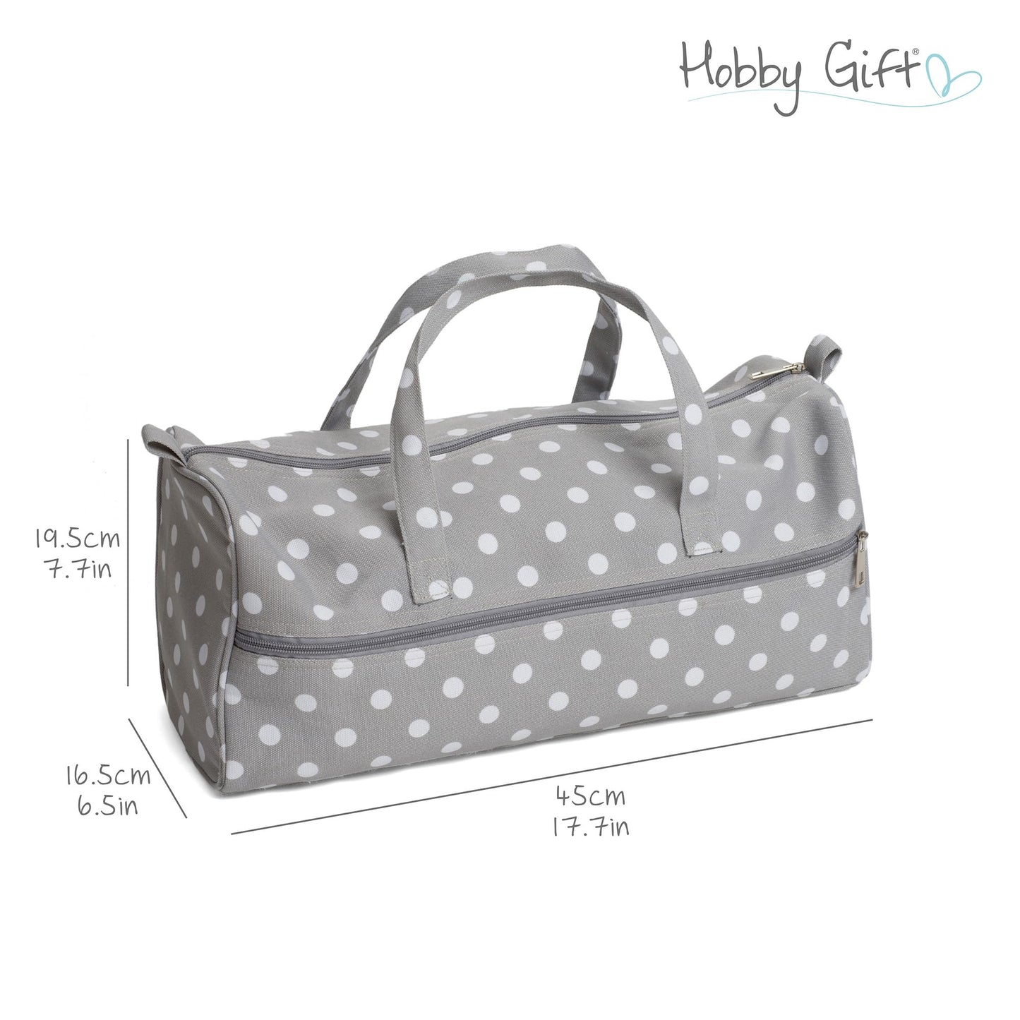 Hobbygift MR4698_ Value: Knitting Bag: Grey Spot, Cotton Blend, 15 x 42 x 17.5 cm