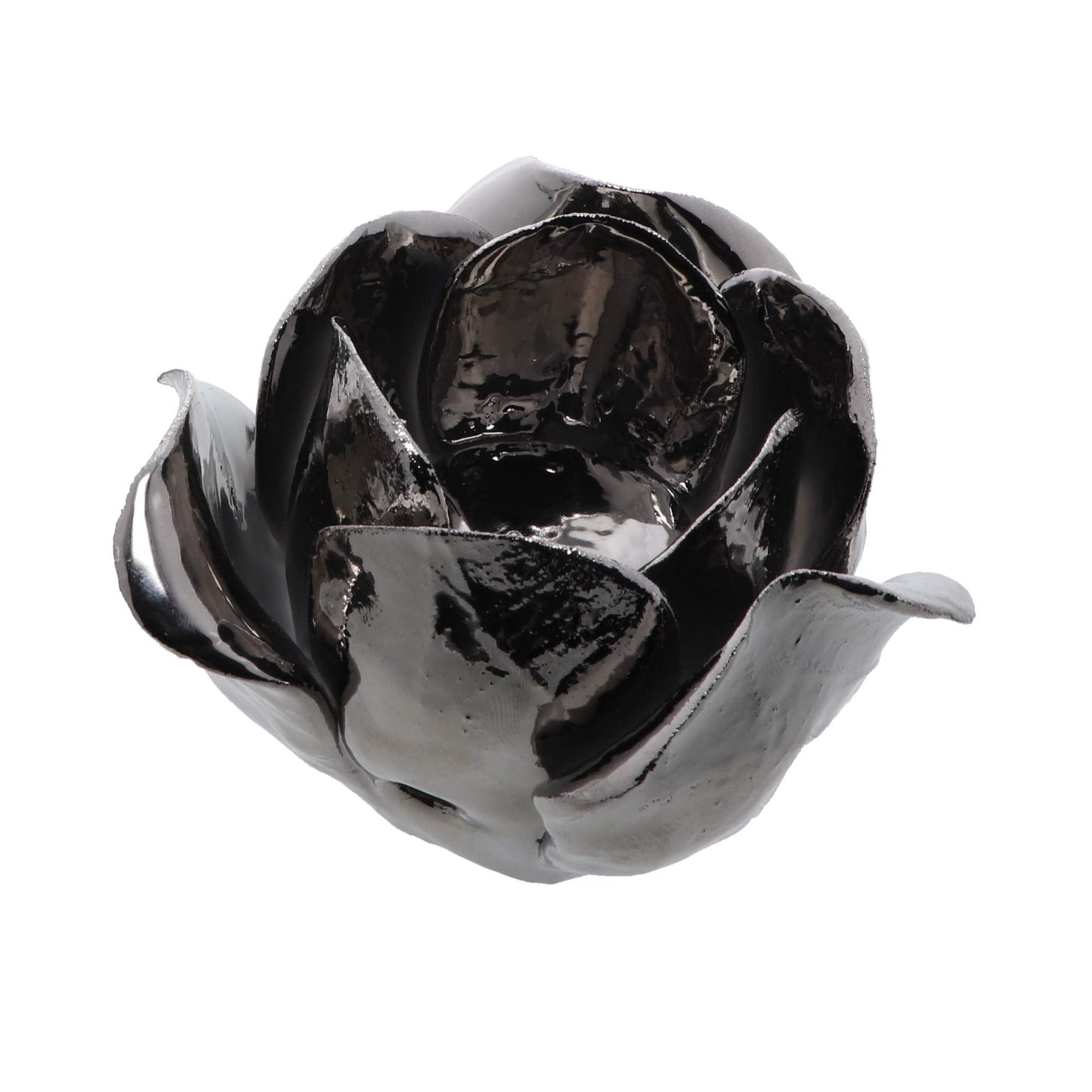 Silver Metal Tealight Votive Flower Candle Holder - Shiny