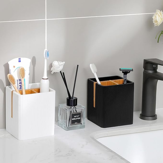 rejomiik Toothbrush Holders for Bathrooms Countertop, 3 Slots Electric Tooth