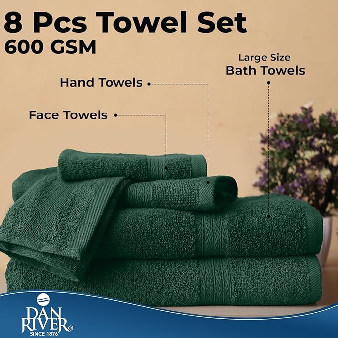 DAN RIVER 8 PC Luxury Bath Towels