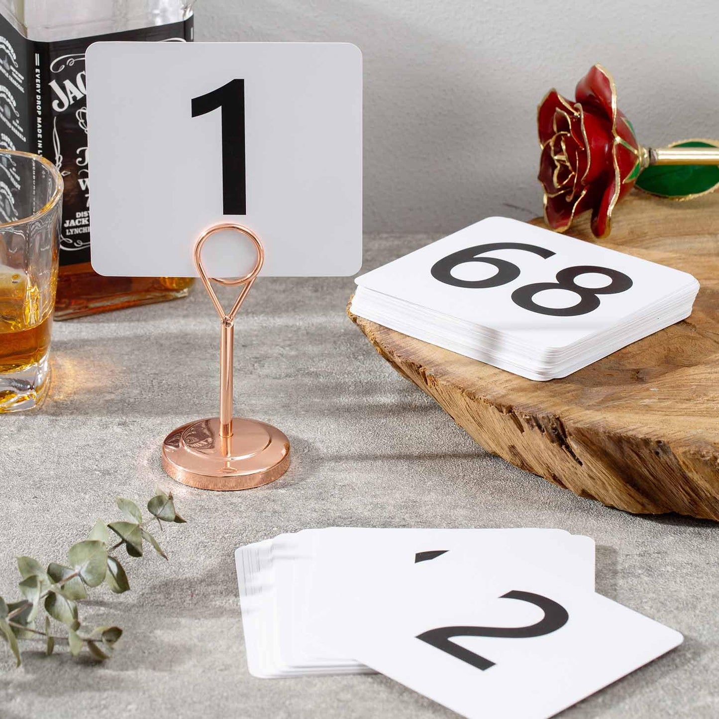 Toncoo 50Pcs Table Numbers 1-50, 3.7x4 Inch Plastic Table Numbers, Double Sided Table Number Cards - for Wedding Reception Restaurant Table Numbers Place Cards, White