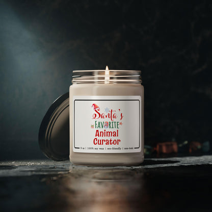 Santa's Favorite Animal Curator Candle - Christmas Gifts for Coworker Zoo Curator Employee Boss Manager Party Decoration - Xmas, New Year - 9oz Soy Wax Cinnamon Vanilla Scent
