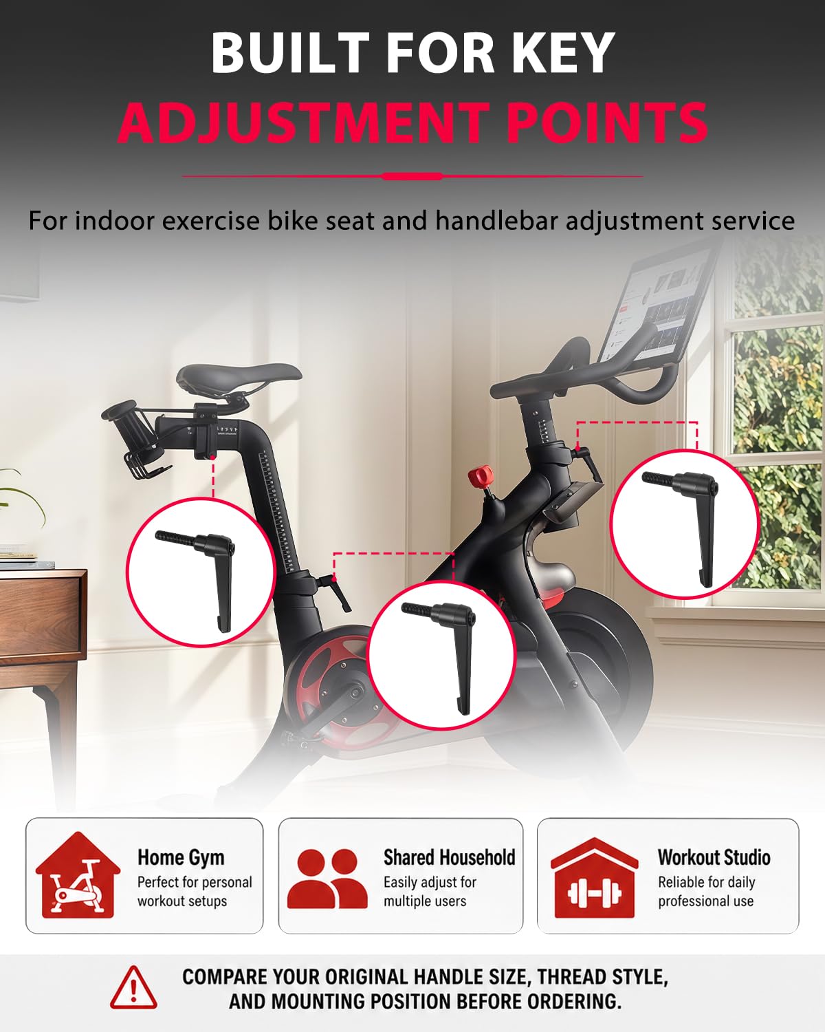 TCVG 2Pack Metal L-Handle Adjustment Lever Set Compatible with Peloton Bike and Bike+ Seat Slide and Handlebar Height Adjustment