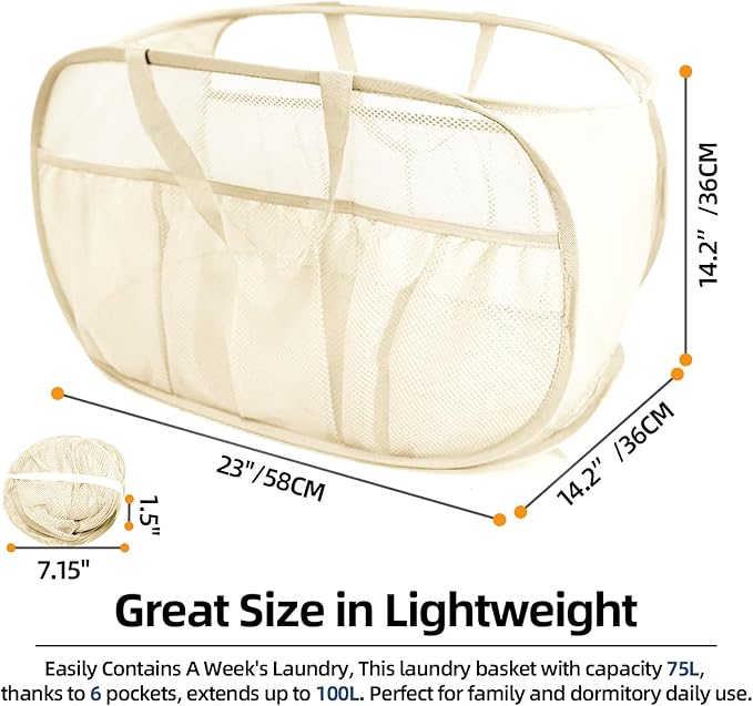 Collapsible Laundry Baskets, Upgrade Pop Up Laundry Hamper