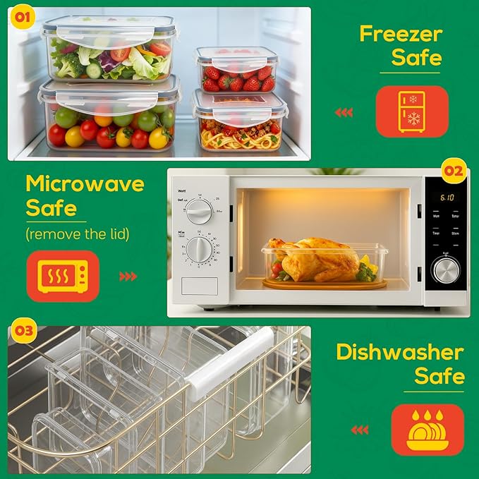 6 Pack Large Food Storage Containers