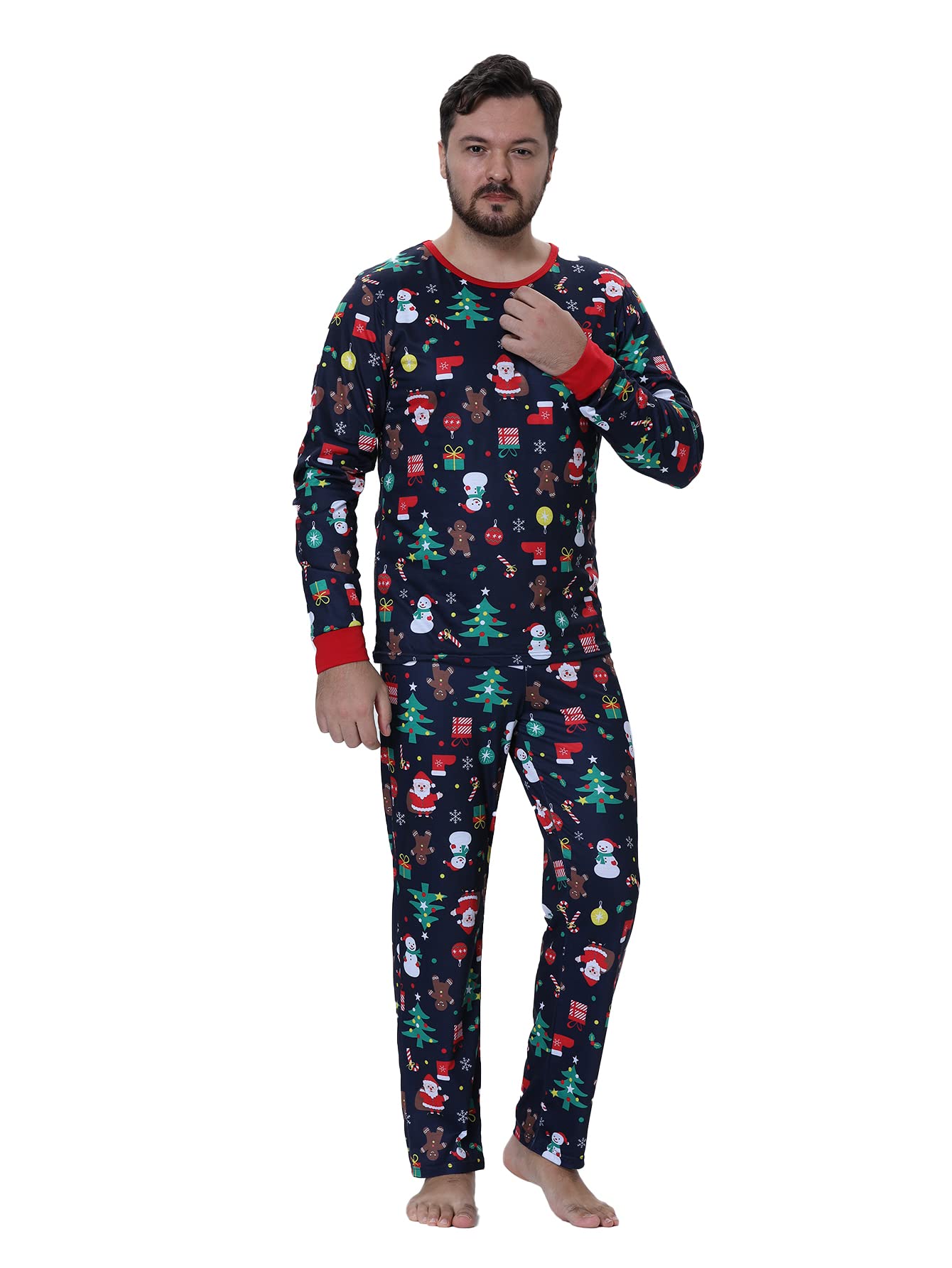MyFav Family Matching Christmas Pajamas Set Xmas Gift PJS Set Holiday Sleepwear, Women-XS