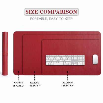 DOBAOJIA Desk Pad Large, Extended Mouse Mat, Large Mouse Pad XXL, Desk Blotter, Laptop Mat, Writing Pad, Desk Mat for Office/Home, PU Leather Waterproof +Suede Non-Slip 35.4" X 16.9"(Wine Red)