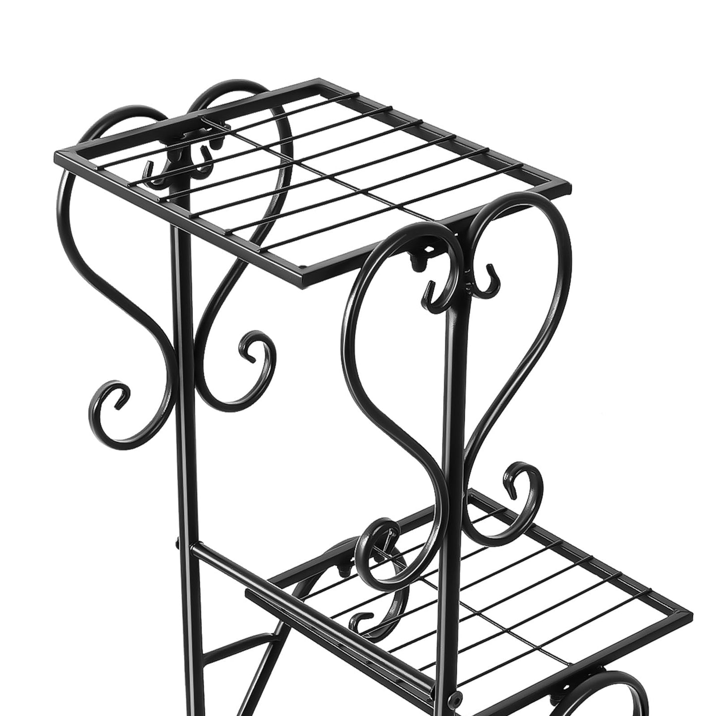 5 Tier Metal Plant Stand Indoor Outdoor, Upgraded Tall Iron Spiral Corner Plant Shelf- Tiered Storage Flower Pot Holder Display Organizer for Balconies, Living Rooms, Courtyards, Gardens, Black