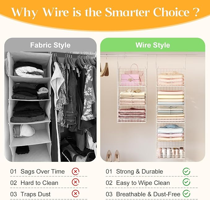 5 Tier Hanging Closet Organizer Separable Hanging Closet Shelves