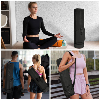 sportsnew Yoga Mat Bag, Full Zip Cargo Yoga Mat Carrier Bag with Drawstring Water Bottle Pocket and Bottom Wet Pocket, Exercise Yoga Mat Carrier Holder Multi-Functional Storage Bag patent pending