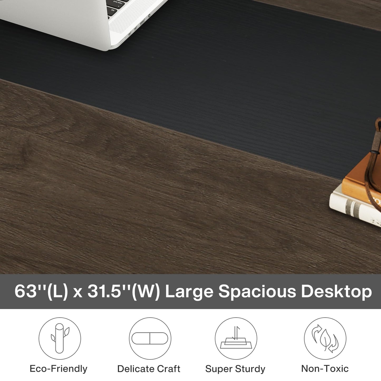 Tribesigns Modern Computer Desk, 63 x 31.5 inch Large Office Desk Computer Table Study Writing Desk Workstation for Home Office, Grey/Black