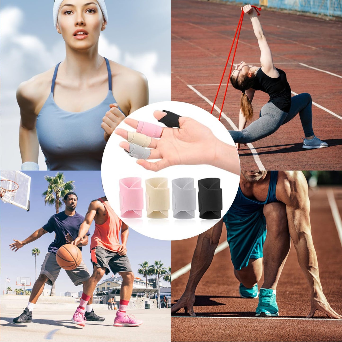 UOMIO 8 PCS Finger Sleeves, Finger Compression Sleeve, Finger Covers, Finger Splints Finger Sleeves, Breathable Finger Tape, Finger Wraps for Arthritis Sprain Trigger Finger Sports Aid Support