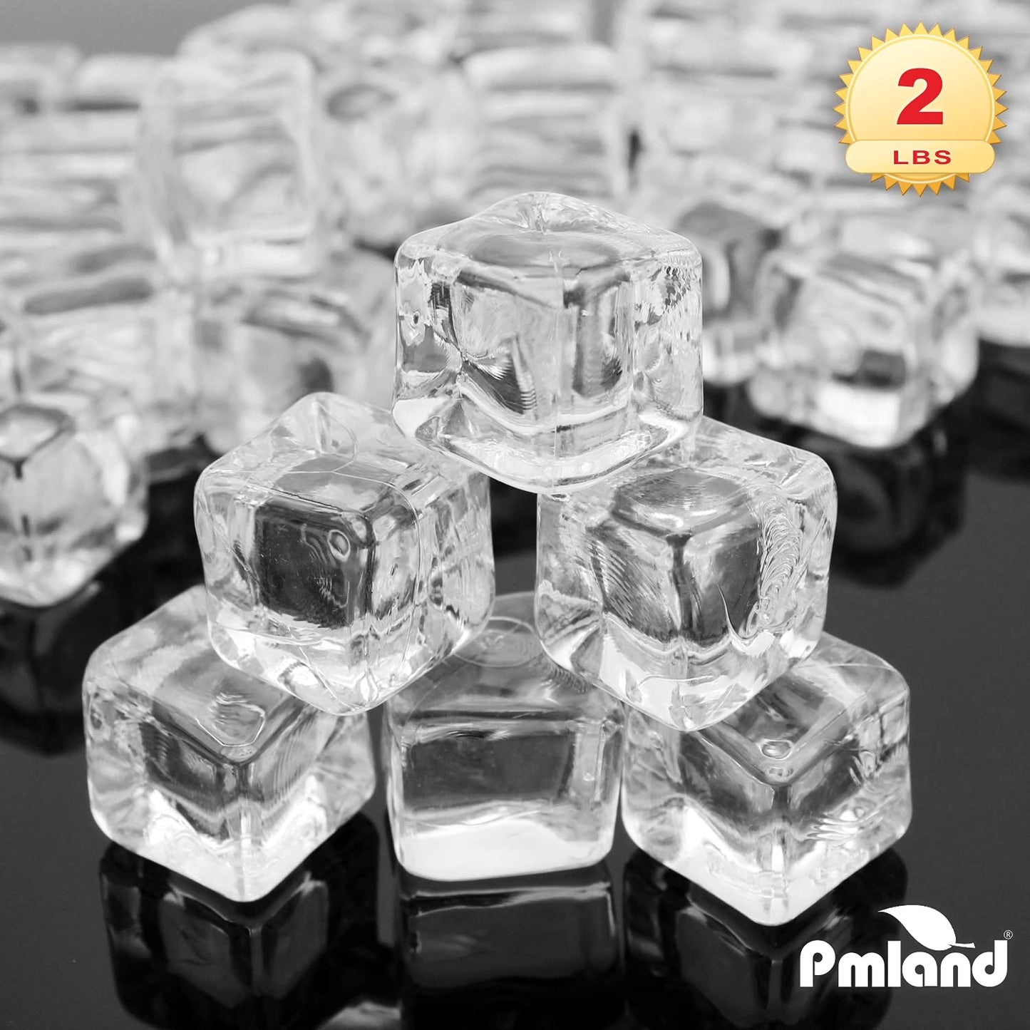 PMLAND Acrylic Ice Cubes Square Shape 2 Lbs Bag, for Photography Props Kitchen Table Decoration Display Vase Filler Toy - Crystal Clear