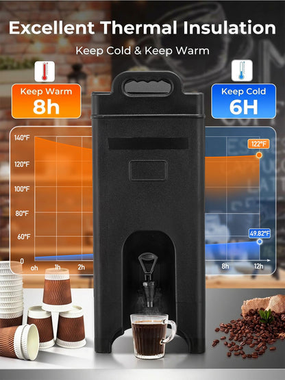 Insulated Beverage Dispenser 5 Gal, Commercial Hot/Cold Drink Dispenser for Coffee Shop, Large Parties, Church Gatherings, Camping, Heavy Duty Beverage Cooler with Faucet for Outdoor (No Electricity)