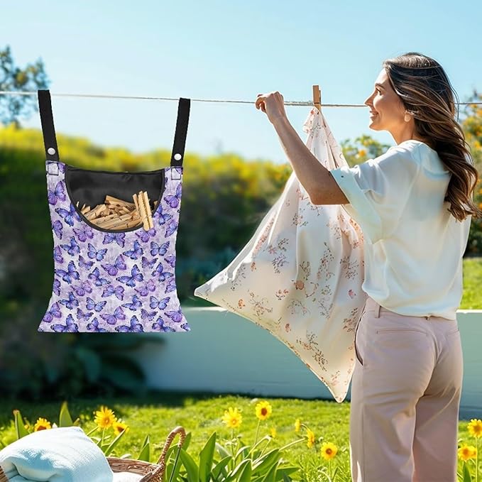 Butterfly Purple Clothespin Bag