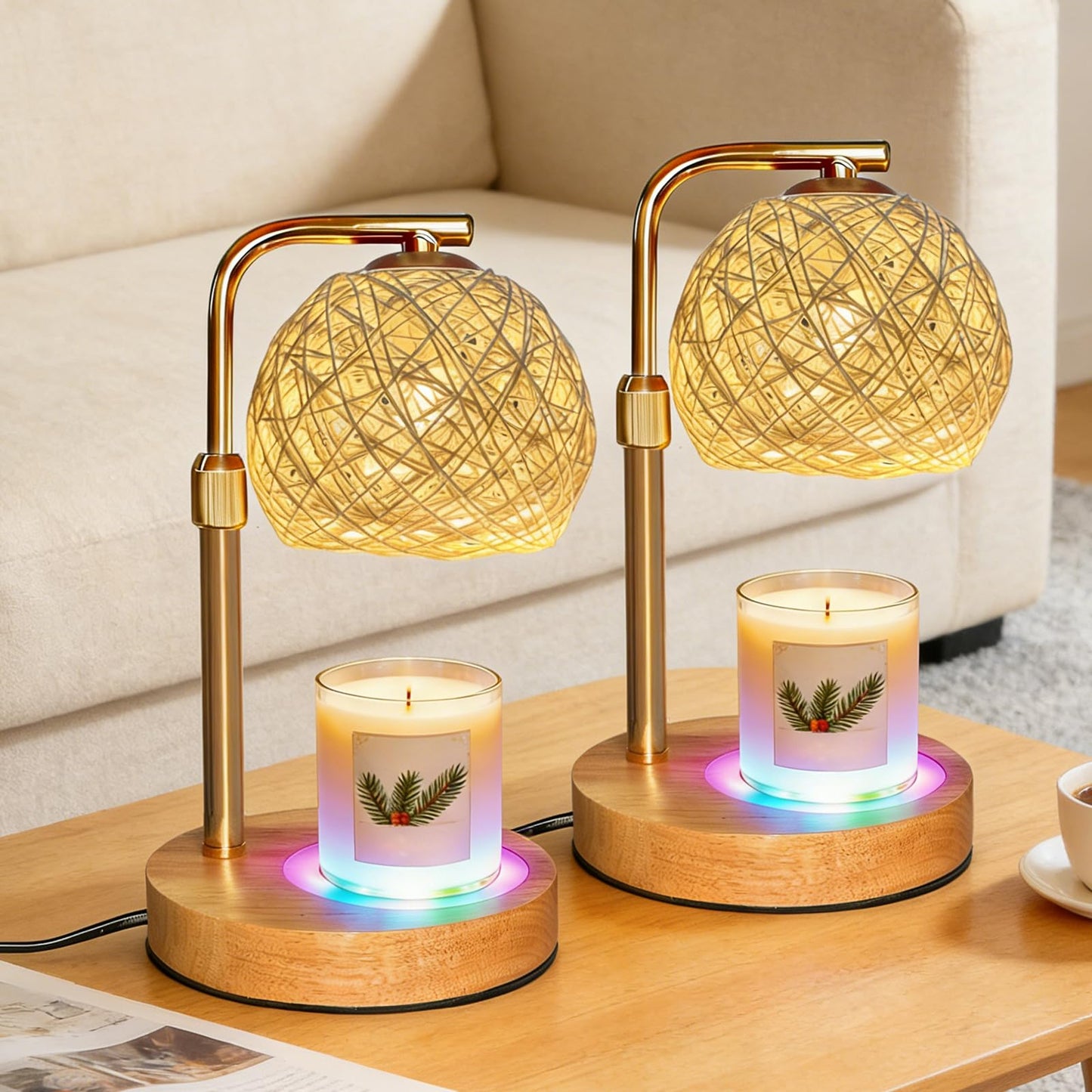 Lurinenna 2-Pack Christmas Wax Warmer Lamp with Timer, Dimmable Flameless Candle Melting Lamp with Festive Design, No Smoke, Perfect Xmas Gifts for Mom Friends Family Holiday