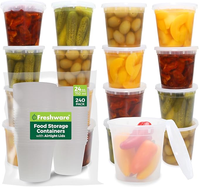 Freshware Food Storage Containers 24 oz Plastic Deli Containers