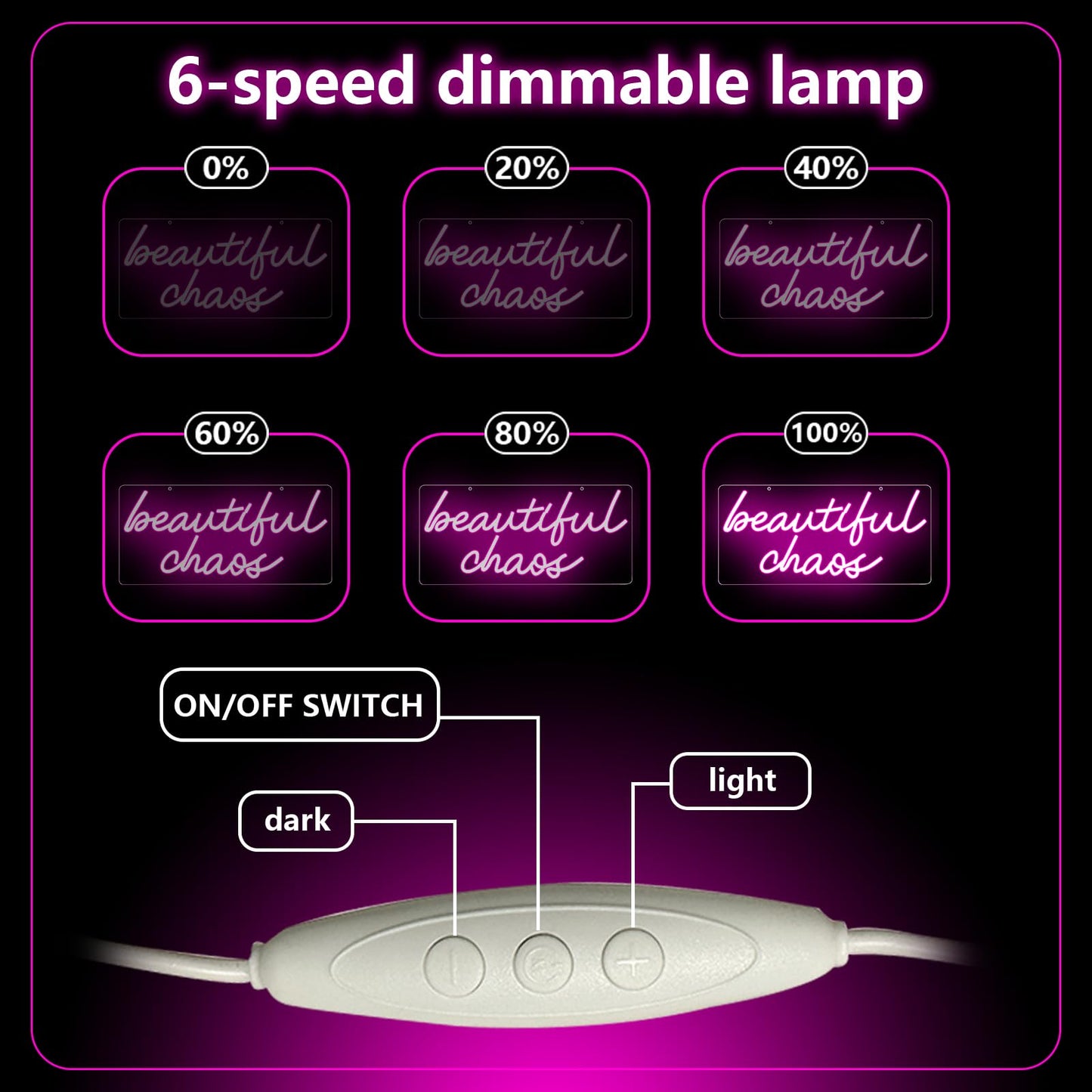 Beautiful Chaos Sign, Beautiful Chaos Led Neon Light Signs for Wall Decor Bedroom Home Bar Birthday Bachelorette Party Café Salon Wall Art Christmas Gift Dimmable USB Powered(16.9" × 7.9")