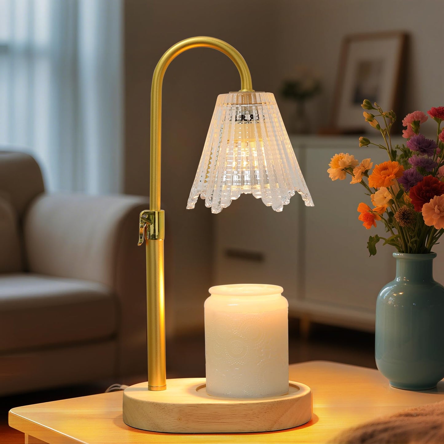 HUAEU Candle Warmer Lamp with Timer, Dimmable Candle Lamp Adjustable Height, Birthday Gifts for Mom Women, House Warming Gifts New Home Decor