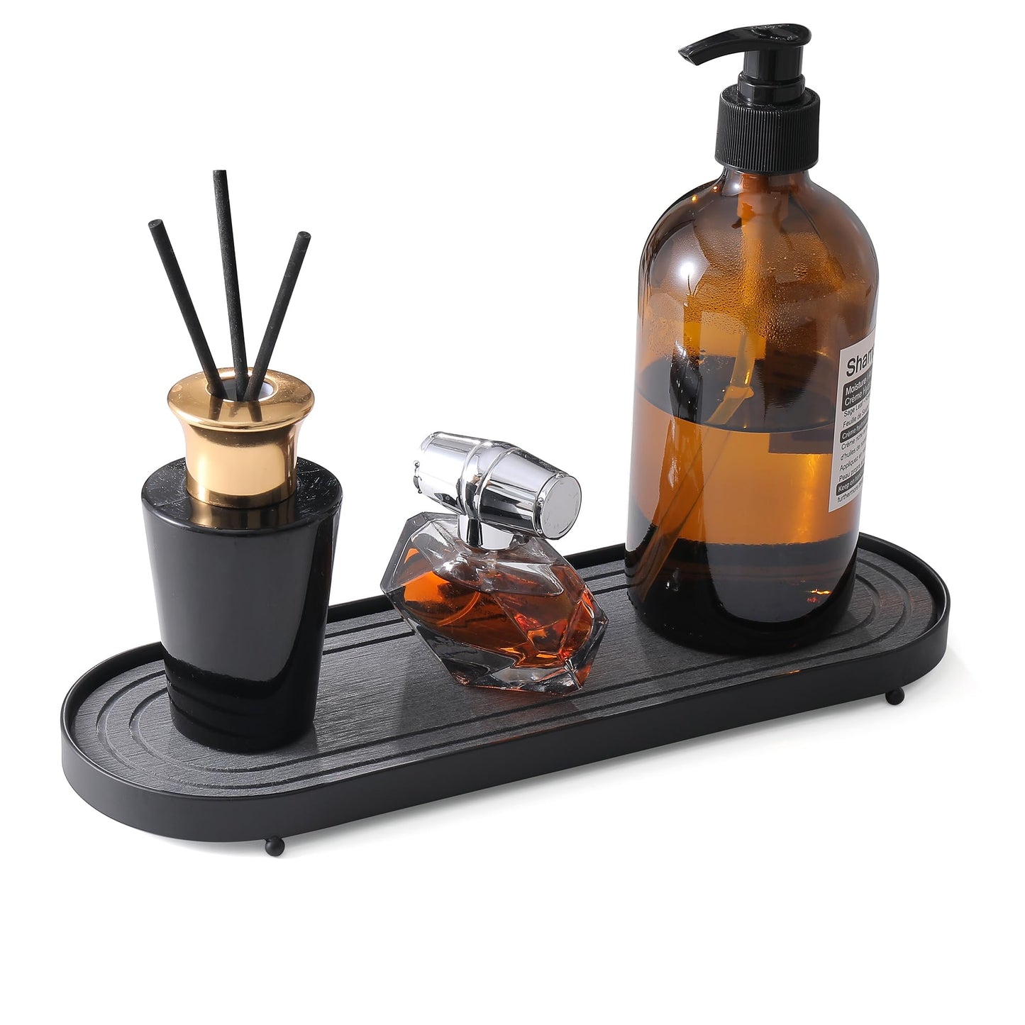 Water Absorbing Stone Tray, Fast Drying Diatomite Stone Kitchen Sink Tray Coasters, Bathroom Tray,Sink Organizer,Bathroom Counter Tray,Tray Hand Soap Dish & Holders (Black)