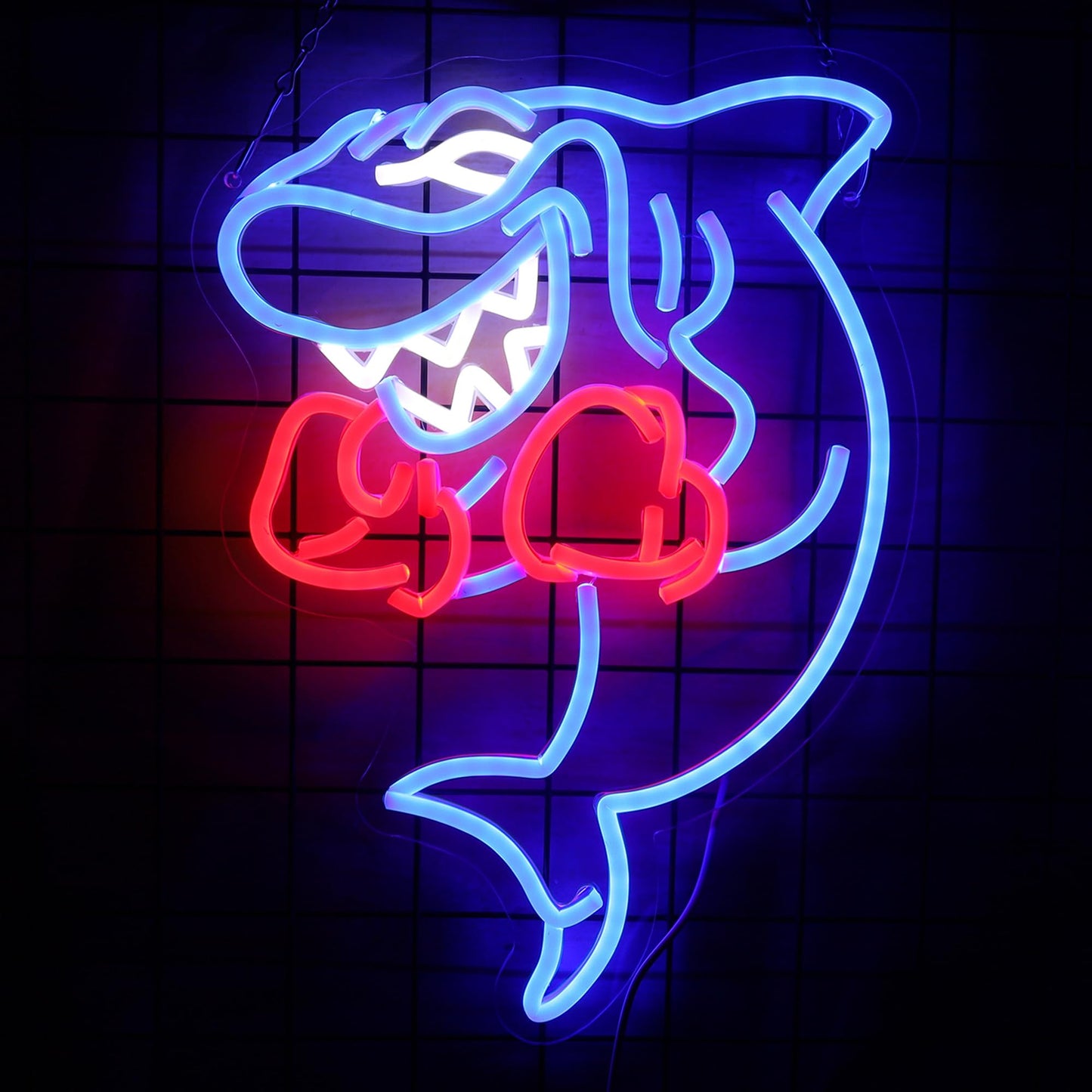 Shark Boxing Neon Sign, Boxer Shark Neon Light for Home gym Decor Fitness Wall Art Decor gifts for men
