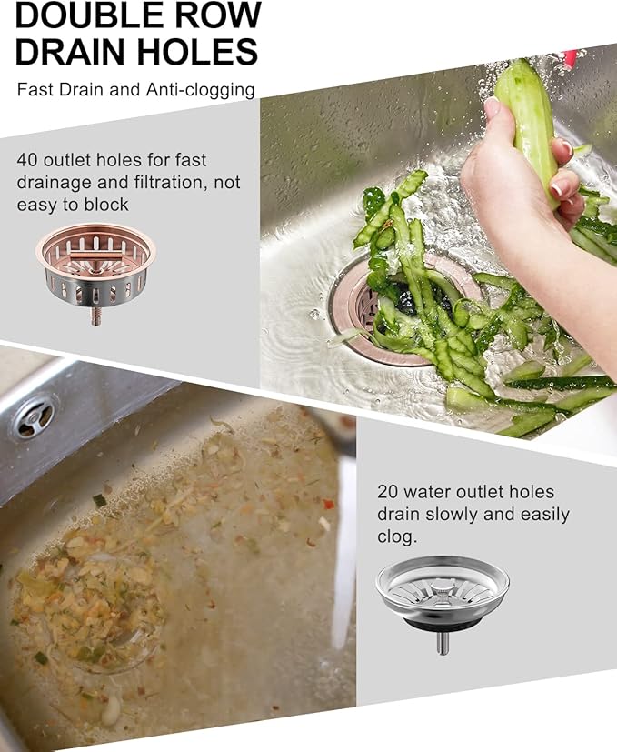 BOTEMY B9171 Copper Kitchen Sink Drain Kit 3 1/2 Sink Strainer