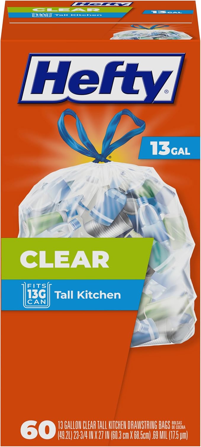Hefty Clear Trash Bags, 13 Gallon