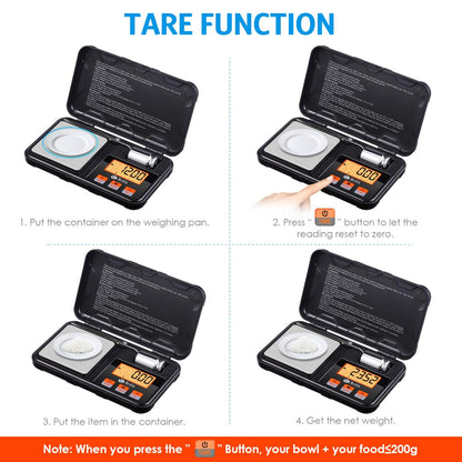 Brifit Digital Pocket Scale, Precision Mini Scale with Backlit LCD, PCS, Tare Function, 200g/0.01g Digital Scale with 50g Calibration Weights for Chiristmas Gift (Batteries, Tweezers Included)