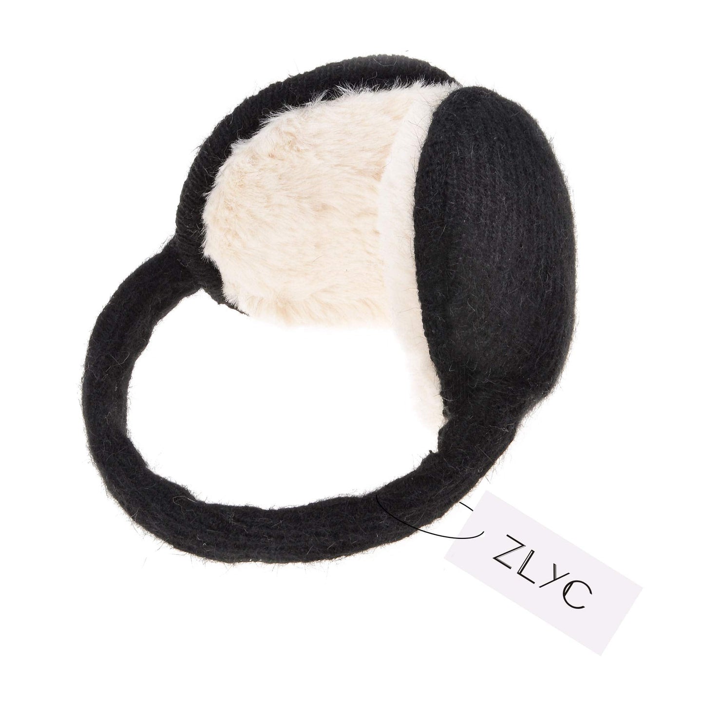 ZLYC Womens Winter Earmuffs Adjustable Knitted Ear Warmers(Black)