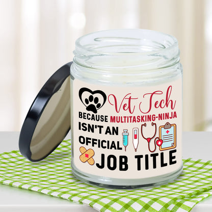 MEDROC Best Vet Tech Gifts Candle - 9oz Vanilla Soy Candle, Veterinary Thank You Gift for Technician Assistant Coworker, Vet Tech Week Gift for Women Men Home Decor (VTC06)